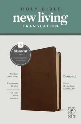 Kompaktná Biblia NLT, edícia s možnosťou využitia vlákien (červené písmená, Leatherlike, rustikálna hnedá) - NLT Compact Bible, Filament Enabled Edition (Red Letter, Leatherlike, Rustic Brown)