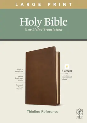 NLT Veľká tlačená tenká referenčná Biblia, vydanie s vláknami (červené písmená, kožená farba, rustikálna hnedá) - NLT Large Print Thinline Reference Bible, Filament Enabled Edition (Red Letter, Leatherlike, Rustic Brown)