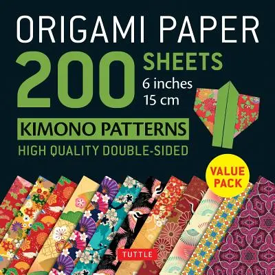 Origami papier 200 listov Vzory kimon 6 (15 CM): Tuttle Origami Paper: Kvalitné obojstranné listy na origami s 12 vzormi (návod na použitie) - Origami Paper 200 Sheets Kimono Patterns 6 (15 CM): Tuttle Origami Paper: High-Quality Double-Sided Origami Sheets Printed with 12 Patterns (Instructi
