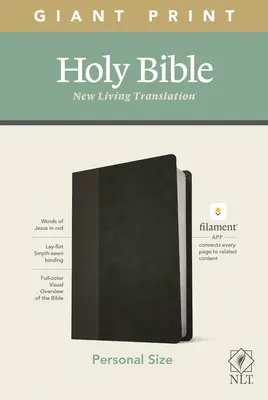 Biblia NLT v osobnej veľkosti s obrovskou tlačou, vydanie s podporou vlákien (červené písmená, kožená, čierna/nyxová) - NLT Personal Size Giant Print Bible, Filament Enabled Edition (Red Letter, Leatherlike, Black/Onyx)