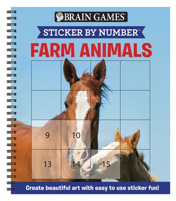 Hry na mozog - Nálepka podľa čísla: (Jednoduché - štvorcové samolepky): Vytvárajte krásne umenie pomocou jednoduchých samolepiek! - Brain Games - Sticker by Number: Farm Animals (Easy - Square Stickers): Create Beautiful Art with Easy to Use Sticker Fun!