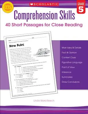 Zručnosti na čítanie s porozumením: 40 krátkych úryvkov na pozorné čítanie: 5. ročník - Comprehension Skills: 40 Short Passages for Close Reading: Grade 5