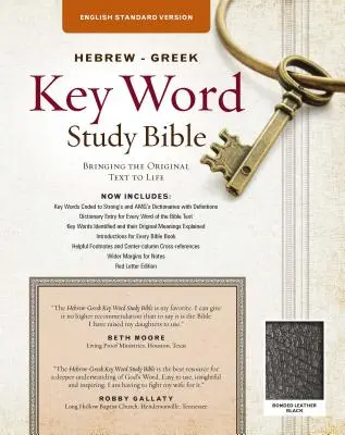 Hebrejsko-grécka Biblia na štúdium kľúčových slov: Vydanie ESV, čierna lepená koža - The Hebrew-Greek Key Word Study Bible: ESV Edition, Black Bonded Leather