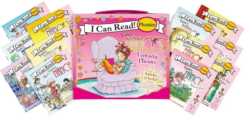 Fancy Nancy's 12-Book Fantastic Phonics Fun!: Obsahuje 12 minikníh s krátkymi a dlhými samohláskami - Fancy Nancy's 12-Book Fantastic Phonics Fun!: Includes 12 Mini-Books Featuring Short and Long Vowel Sounds