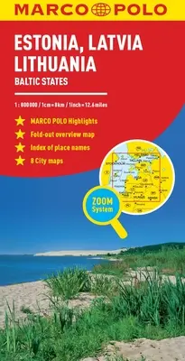 Estónsko, Lotyšsko, Litva Marco Polo Mapa - Estonia, Latvia, Lithuania Marco Polo Map