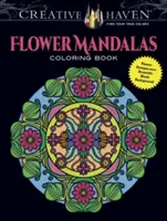 Creative Haven Kvetinové mandaly Omaľovánky: Ohromujúce vzory na dramatickom čiernom pozadí - Creative Haven Flower Mandalas Coloring Book: Stunning Designs on a Dramatic Black Background