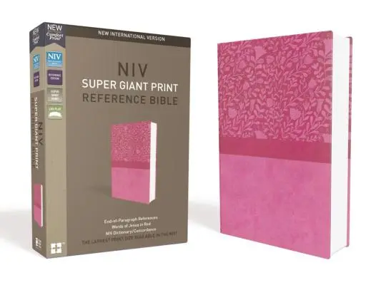 NIV, Referenčná Biblia Super Giant Print, Obrovská tlač, imitácia kože, ružová, edícia s červeným písmom - NIV, Super Giant Print Reference Bible, Giant Print, Imitation Leather, Pink, Red Letter Edition