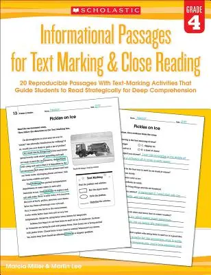 Informational Passages for Text Marking & Close Reading (Informačné úryvky na označenie textu a pozorné čítanie): Grade 4: 20 reprodukovateľných úryvkov s aktivitami na označovanie textu, ktoré vedú žiakov k čítaniu - Informational Passages for Text Marking & Close Reading: Grade 4: 20 Reproducible Passages with Text-Marking Activities That Guide Students to Read St