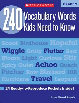 240 slovíčok, ktoré deti potrebujú poznať: 2. stupeň: 24 balíčkov pripravených na reprodukciu vo vnútri! - 240 Vocabulary Words Kids Need to Know: Grade 2: 24 Ready-To-Reproduce Packets Inside!
