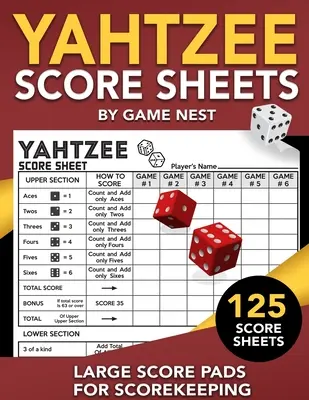 Yahtzee Skórovacie hárky: Skórovacie karty Yahtzee 8,5 x 11: 125 veľkých skórovacích hárkov na zapisovanie výsledkov - Yahtzee Score Sheets: 125 Large Score Pads for Scorekeeping 8.5 x 11 Yahtzee Score Cards