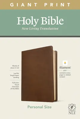 NLT Biblia v osobnej veľkosti s obrími písmenami, vydanie s vláknami (červené písmo, kožená väzba, rustikálna hnedá) - NLT Personal Size Giant Print Bible, Filament Enabled Edition (Red Letter, Leatherlike, Rustic Brown)