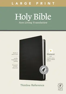 Tenká referenčná Biblia NLT s veľkým písmom, edícia s vláknami (červené písmeno, kožená, čierna, indexovaná) - NLT Large Print Thinline Reference Bible, Filament Enabled Edition (Red Letter, Leatherlike, Black, Indexed)