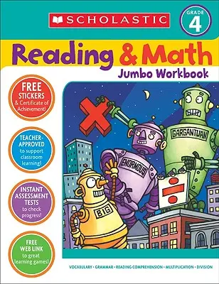 Pracovný zošit na čítanie a matematiku Jumbo: Trieda 4 - Reading & Math Jumbo Workbook: Grade 4