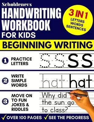 Pracovná učebnica ručného písania pre deti: Kniha na precvičovanie písania 3 v 1 na zvládnutie písmen, slov a viet - Handwriting Workbook for Kids: 3-in-1 Writing Practice Book to Master Letters, Words & Sentences