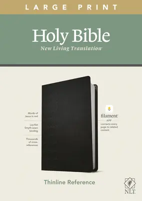NLT Veľká tlačená tenká referenčná Biblia, vydanie s podporou vlákien (červené písmeno, kožená väzba, čierna) - NLT Large Print Thinline Reference Bible, Filament Enabled Edition (Red Letter, Leatherlike, Black)