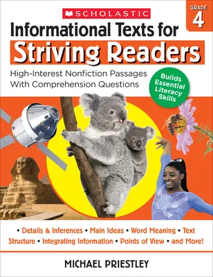 Informačné texty pre usilovných čitateľov: Class 4: High-Interest Non-Fiction Passages with Comprehension Questions (Úryvky z literatúry faktu s otázkami na porozumenie) - Informational Texts for Striving Readers: Grade 4: High-Interest Nonfiction Passages with Comprehension Questions