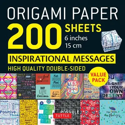 Origami papier 200 listov Inšpiratívne posolstvá 6 (15 CM): Tuttle Origami papier: Vysokokvalitné obojstranné listy na origami s potlačou 12 rôznych de - Origami Paper 200 Sheets Inspirational Messages 6 (15 CM): Tuttle Origami Paper: High-Quality Double Sided Origami Sheets Printed with 12 Different De