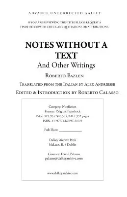 Poznámky bez textu a iné spisy - Notes Without a Text and Other Writings