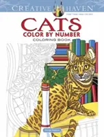 Creative Haven Mačky Vyfarbuj podľa čísel Omaľovánky - Creative Haven Cats Color by Number Coloring Book