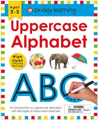 Pracovný zošit Wipe Clean: Veľké písmená abecedy (priložená špirálová väzba): Vek: 3-6 rokov; Wipe-Clean s perom a kartičkami - Wipe Clean Workbook: Uppercase Alphabet (Enclosed Spiral Binding): Ages 3-6; Wipe-Clean with Pen & Flash Cards