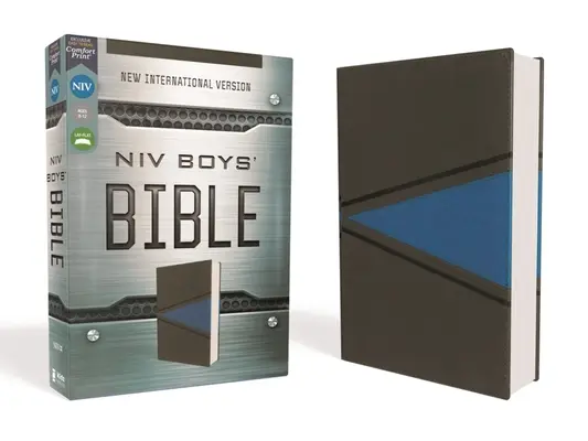 Niv, Chlapčenská Biblia, kožená, sivomodrá, pohodlná tlač - Niv, Boys Bible, Leathersoft, Gray/Blue, Comfort Print