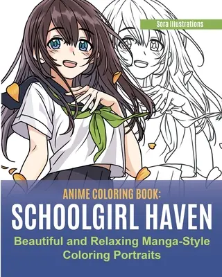 Knižka na vyfarbovanie Anime: Školské dievčenské útočisko. Krásne a relaxačné maľovanky v štýle manga - Anime Coloring Book: School Girl Haven. Beautiful and Relaxing Manga-Style Coloring Portraits