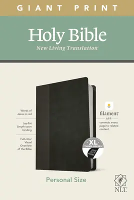 Biblia NLT v osobnej veľkosti s obrovskou tlačou, vydanie s vláknami (červené písmená, kožená, čierna/nyxová, indexovaná) - NLT Personal Size Giant Print Bible, Filament Enabled Edition (Red Letter, Leatherlike, Black/Onyx, Indexed)