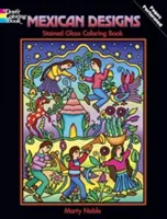 Mexické vzory vitráže Omaľovánky - Mexican Designs Stained Glass Coloring Book