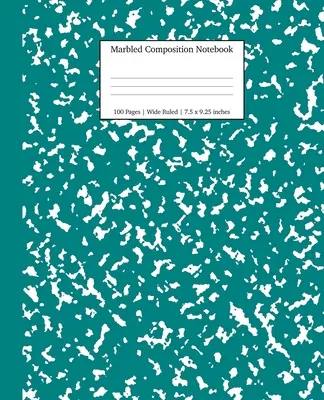 Mramorovaný kompozičný zošit: Teal Marble Wide Ruled Paper Tematický zošit - Marbled Composition Notebook: Teal Marble Wide Ruled Paper Subject Book