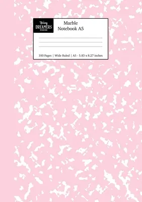 Mramorový zošit A5: Pastelovo ružový mramorový denník so širokými riadkami - Marble Notebook A5: Pastel Pink Marble Wide Ruled Journal