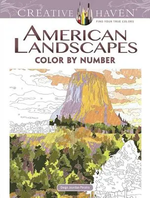 Creative Haven Americké krajiny vyfarbuj podľa čísel Omaľovánky - Creative Haven American Landscapes Color by Number Coloring Book