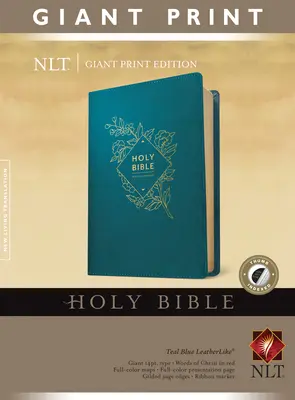 Svätá Biblia, obrovská tlač NLT (červené písmo, kožená, modrá, indexovaná) - Holy Bible, Giant Print NLT (Red Letter, Leatherlike, Teal Blue, Indexed)