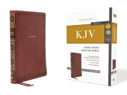 Kjv, tenká Biblia, obria tlač, kožená mäkká, hnedá, vydanie s červenými písmenami, pohodlná tlač: Svätá Biblia, verzia kráľa Jakuba - Kjv, Thinline Bible, Giant Print, Leathersoft, Brown, Red Letter Edition, Comfort Print: Holy Bible, King James Version