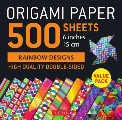 Origami papier 500 listov Dúhové vzory 6 (15 CM): Tuttle Origami papier: Vysokokvalitné obojstranné listy na origami s potlačou 12 rôznych vzorov - Origami Paper 500 Sheets Rainbow Patterns 6 (15 CM): Tuttle Origami Paper: High-Quality Double-Sided Origami Sheets Printed with 12 Different Designs
