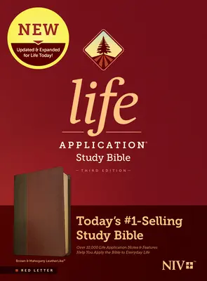 NIV Life Application Study Bible, tretie vydanie (červené písmo, koža, hnedá/mahagónová) - NIV Life Application Study Bible, Third Edition (Red Letter, Leatherlike, Brown/Mahogany)