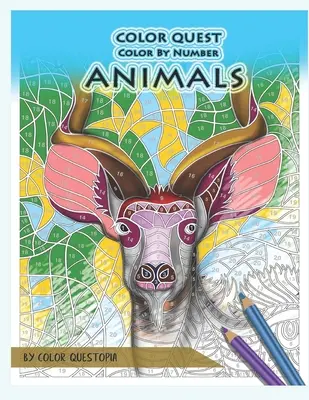 Color Quest Vyfarbuj podľa čísel Zvieratá: Omaľovánky pre dospelých v tvare písmena Jumbo na odbúranie stresu - Color Quest Color by Number Animals: Jumbo Adult Coloring Book for Stress Relief