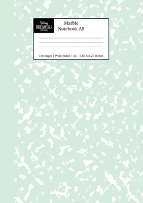 Mramorový zošit A5: mätovo zelený mramorový denník so širokými riadkami - Marble Notebook A5: Mint Green Marble Wide Ruled Journal