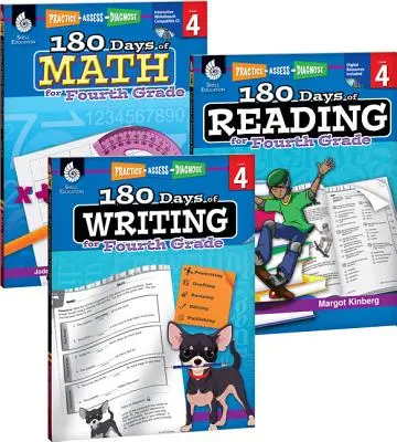 180 dní čítania, písania a matematiky pre štvrtý ročník ZŠ sada 3 kníh - 180 Days of Reading, Writing and Math for Fourth Grade 3-Book Set