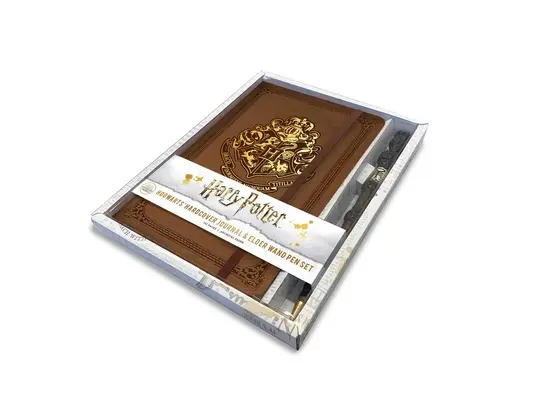 Hogwartov denník v tvrdej väzbe a sada pier s bezovou paličkou - Harry Potter: Hogwarts Hardcover Journal and Elder Wand Pen Set