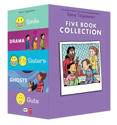 Raina Telgemeier Collection Box Set (Úsmev, dráma, sestry, duchovia, odvaha) - Raina Telgemeier Collection Box Set (Smile, Drama, Sisters, Ghosts, Guts)