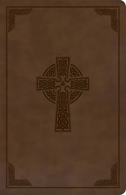 CSB Large Print Personal Size Reference Bible, Brown Celtic Cross Leathertouch