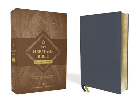 Niv, Heritage Bible, Passaggio Setting, Genuine Leather, Buffalo, Blue, Line Matched, Art Gilded Edges, Comfort Print: Elegantne zjednotenie jednoduchých a do - Niv, Heritage Bible, Passaggio Setting, Genuine Leather, Buffalo, Blue, Line Matched, Art Gilded Edges, Comfort Print: Elegantly Uniting Single and Do