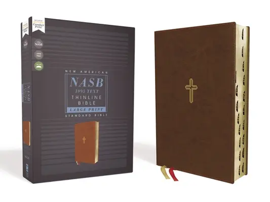 Nasb, Tenká Biblia, Veľká tlač, Leathersoft, Hnedá, Vydanie s červenými písmenami, Text 1995, Indexované palcom, Komfortná tlač - Nasb, Thinline Bible, Large Print, Leathersoft, Brown, Red Letter Edition, 1995 Text, Thumb Indexed, Comfort Print