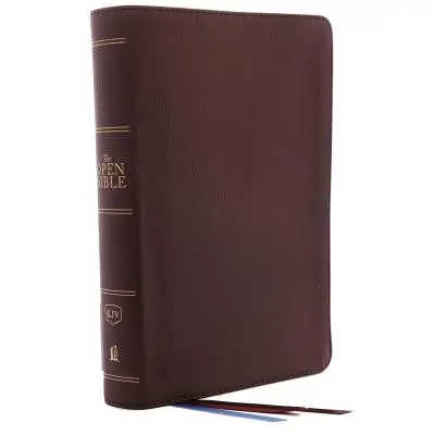 Kjv, otvorená Biblia, pravá koža, hnedá, edícia s červeným písmom, pohodlná tlač: Kompletný referenčný systém - The Kjv, Open Bible, Genuine Leather, Brown, Red Letter Edition, Comfort Print: Complete Reference System