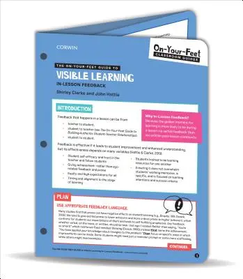 Sprievodca viditeľným učením - spätná väzba počas vyučovacej hodiny (On-Your-Feet Guide to Visible Learning - In-Lesson Feedback) - On-Your-Feet Guide to Visible Learning - In-Lesson Feedback