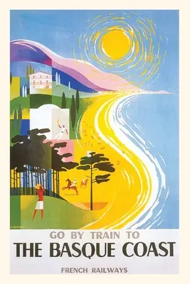 Vintage Journal Cestovný plagát Baskické pobrežie. - Vintage Journal Basque Coast Travel Poster.