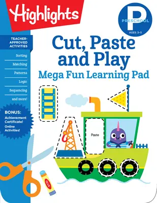 Predškolská učebnica Vystrihni, nalep a hraj sa Mega Fun Learning Pad - Preschool Cut, Paste, and Play Mega Fun Learning Pad