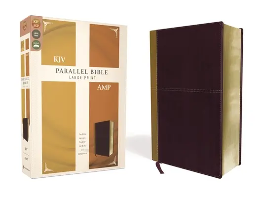 KJV, Amplified, Parallel Bible, Large Print, Leathersoft, Tan/Burgundy, Red Letter Edition: Biblia s veľkým písmom: Dve verzie Biblie spolu na štúdium a porovnávanie - KJV, Amplified, Parallel Bible, Large Print, Leathersoft, Tan/Burgundy, Red Letter Edition: Two Bible Versions Together for Study and Comparison