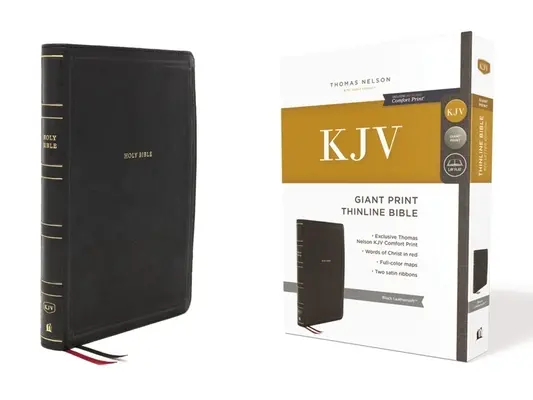 Kjv, Tenká Biblia, Veľká tlač, Leathersoft, čierna, vydanie s červenými písmenami, pohodlná tlač: Svätá Biblia, verzia kráľa Jakuba - Kjv, Thinline Bible, Giant Print, Leathersoft, Black, Red Letter Edition, Comfort Print: Holy Bible, King James Version