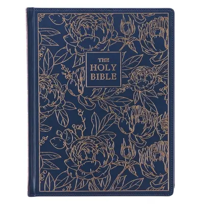 Svätá Biblia KJV, Biblia na poznámky s veľkým písmom, tvrdá väzba z umelej kože - verzia kráľa Jakuba, námornícka farba so zlatým kvetom - KJV Holy Bible, Large Print Note-Taking Bible, Faux Leather Hardcover - King James Version, Navy W/Gold Floral